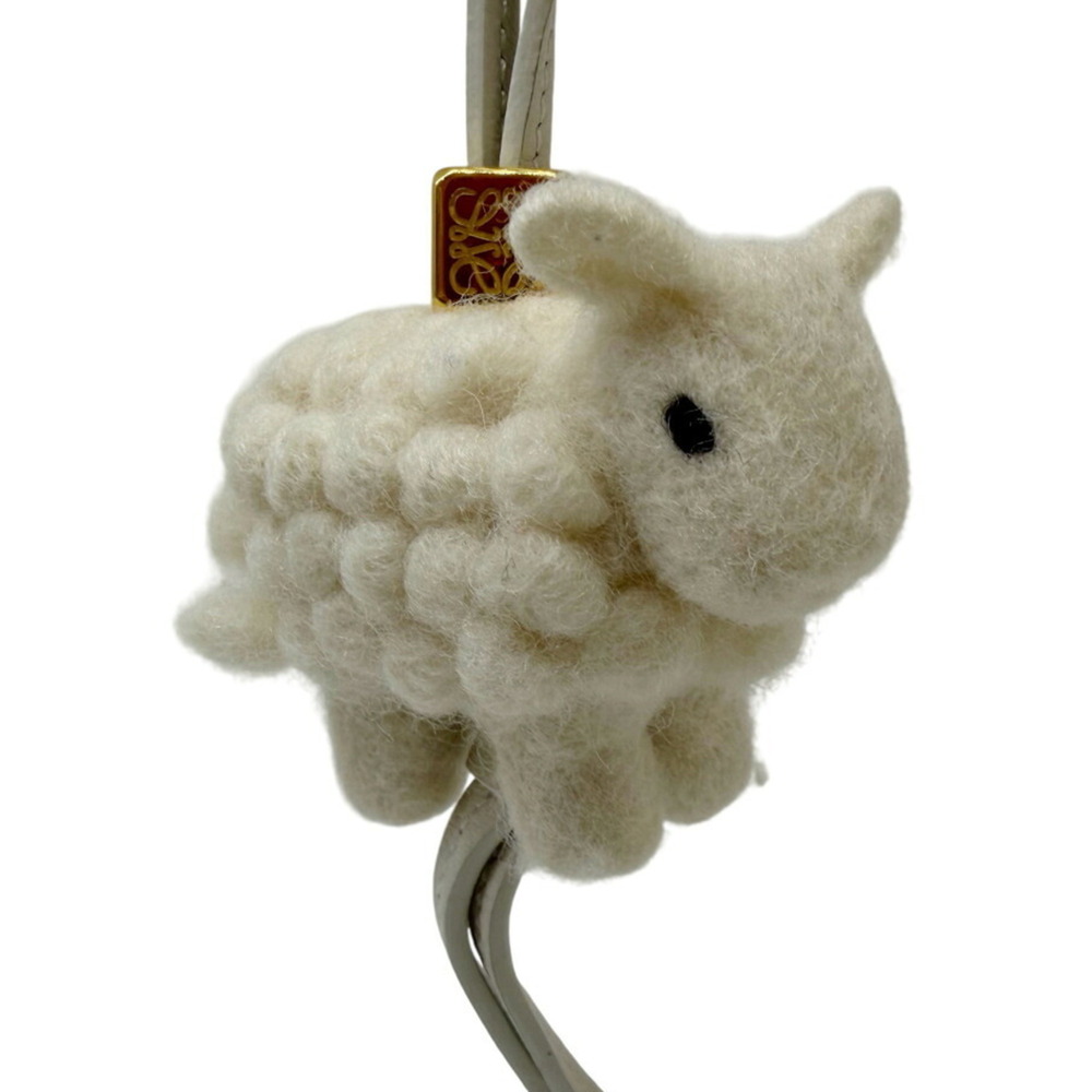 LOEWE Animal Bag Charm, Sheep Felt Leather, Ivory, for Women and Men (Bags)
